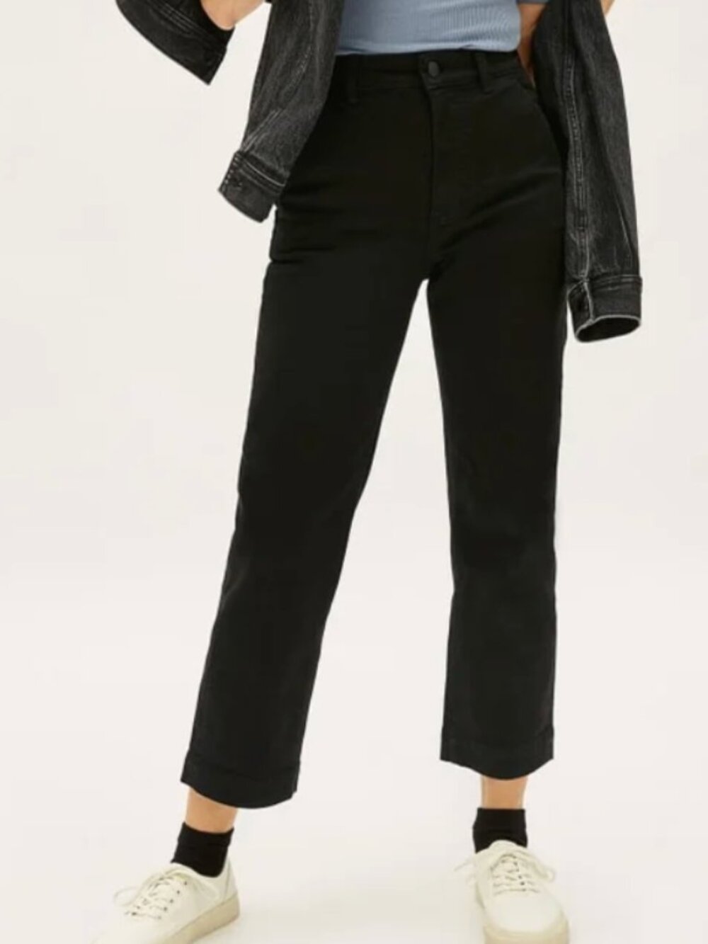 Everlane The Straight Leg Crop in Black, Size 10